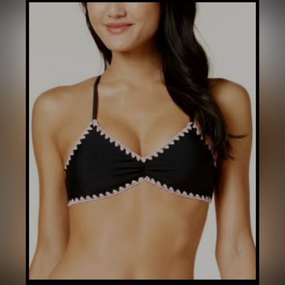 Hula Honey Black and Pink Bikini Top